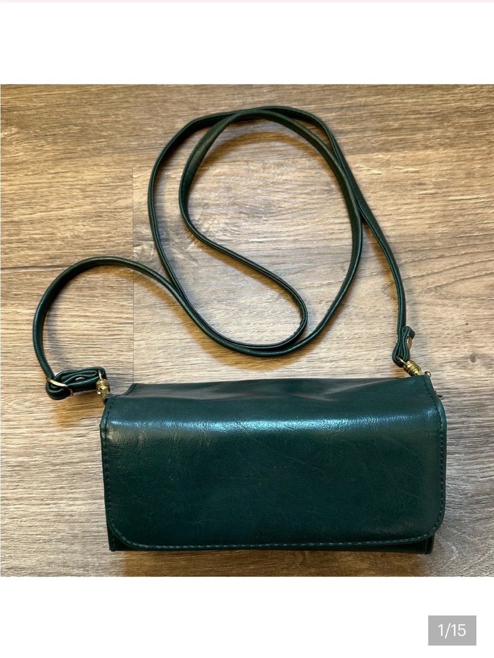 Rich Dark Green Soft Leather, RECTANGLE SHAPED Crossbody Bag, VINTAGE, EUC, RARE